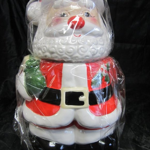 VINTAGE 70'S TO 90'S SHARE THE JOY BRAND CERAMIC MR SANTA COOKIE JAR W/ORIG PKG - Picture 4 of 10